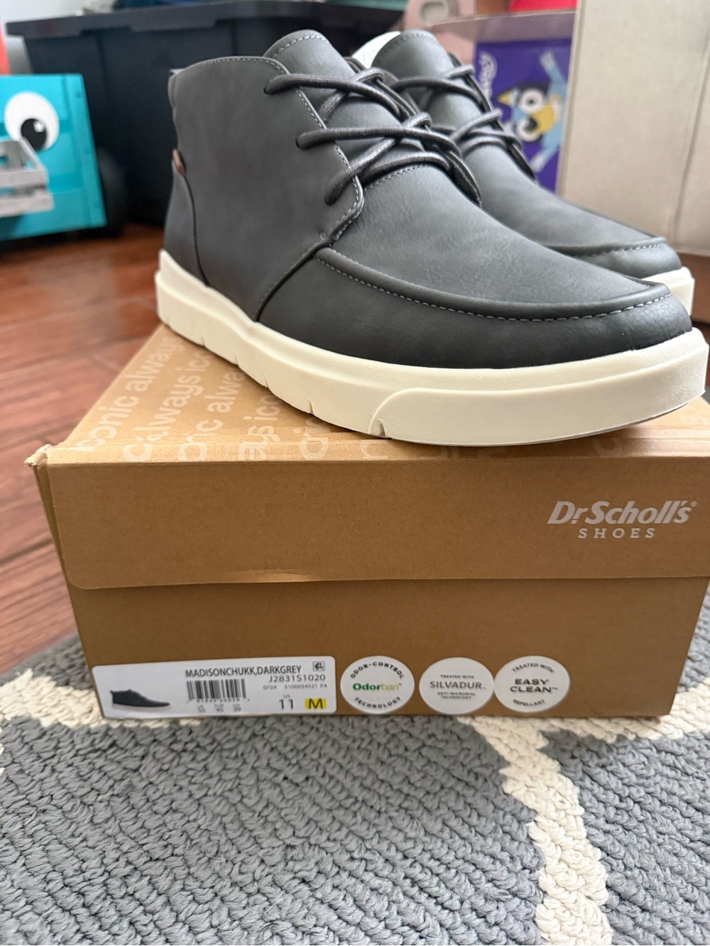Dr. Scholl's Men's Chukka Boots in Dark Gray with Cream Sole